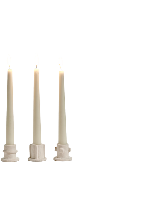 STONEWARE SHORT CANDLESTICK SET
