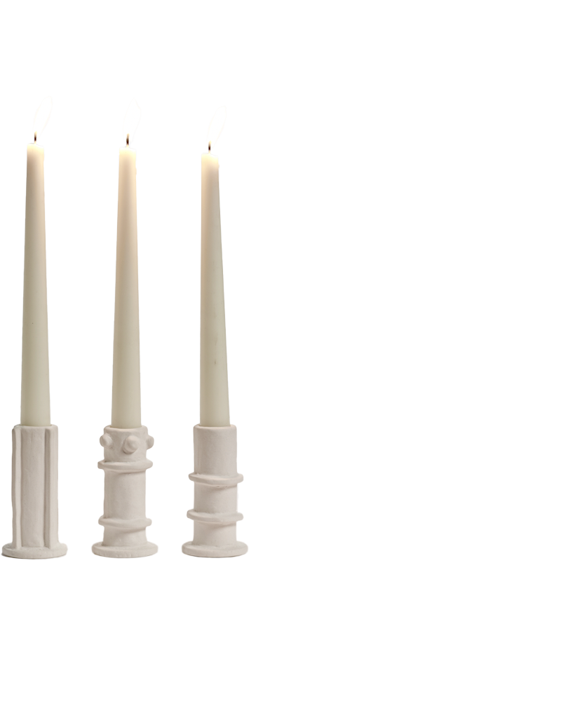 STONEWARE TALL CANDLESTICK SET