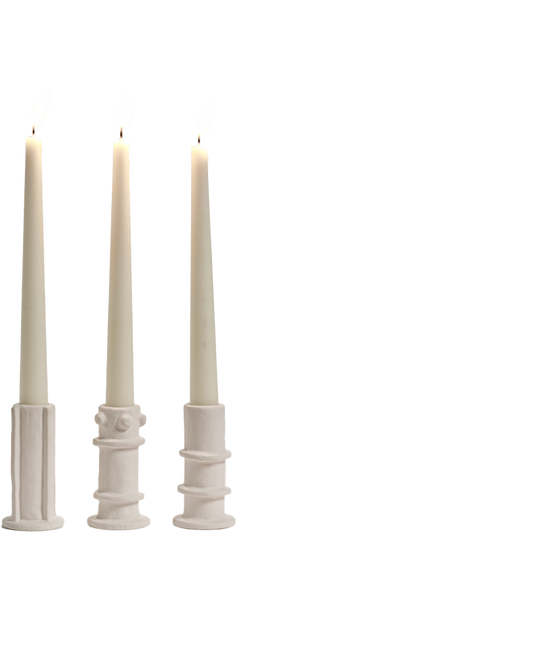 STONEWARE TALL CANDLESTICK SET