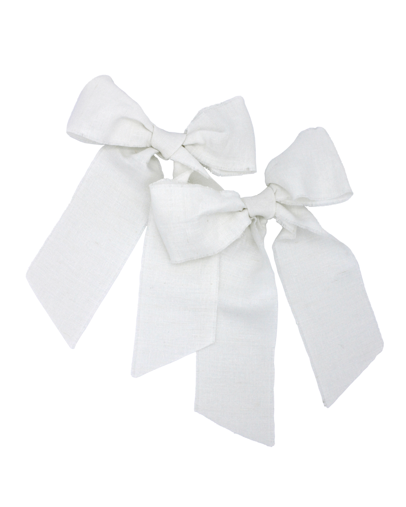Frayed White Linen Bows